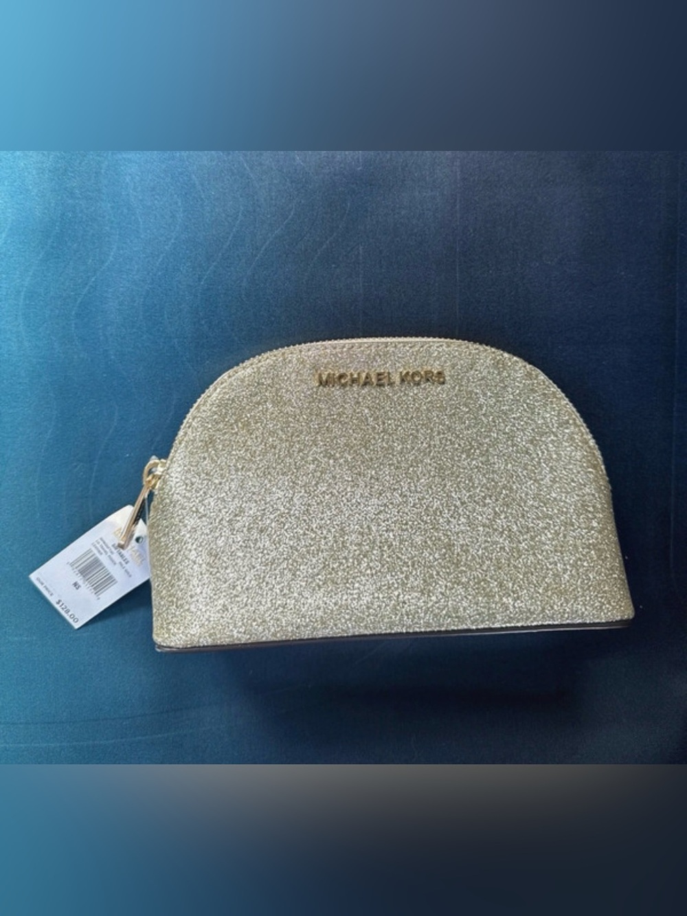Michael Kors Gold Glitter Dome Cosmetic Case